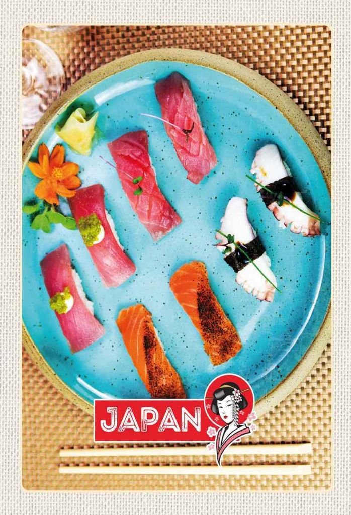 vianmo Holzschild 30x20 cm Japan Asien Fisch Sushi Gerichte Alge
