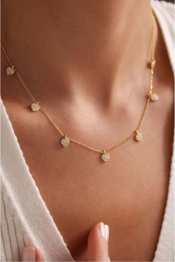 Collier romantique cœurs argent 925 et or, cadeau parfait pour elle