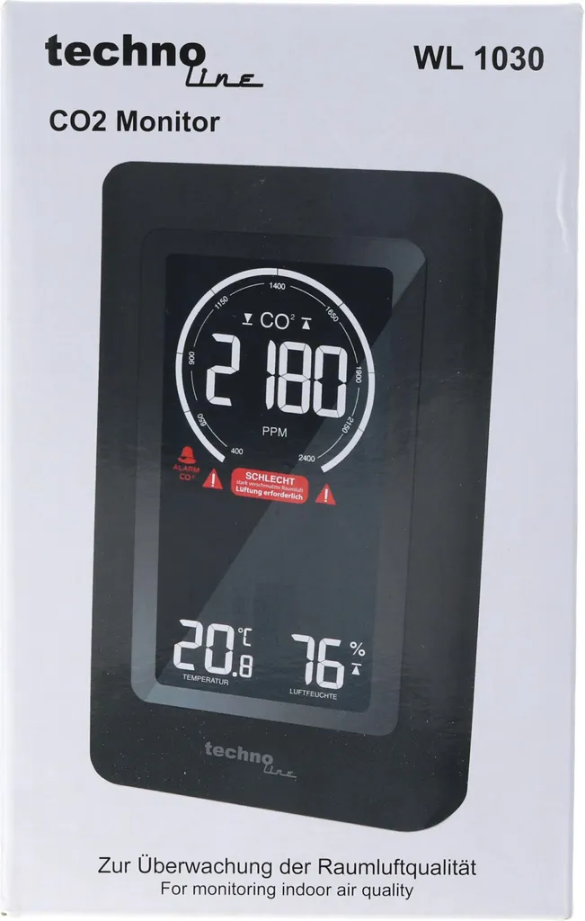 Détecteur de CO2 Technoline WL 1030 pour Bureau et Chambre d'Enfant