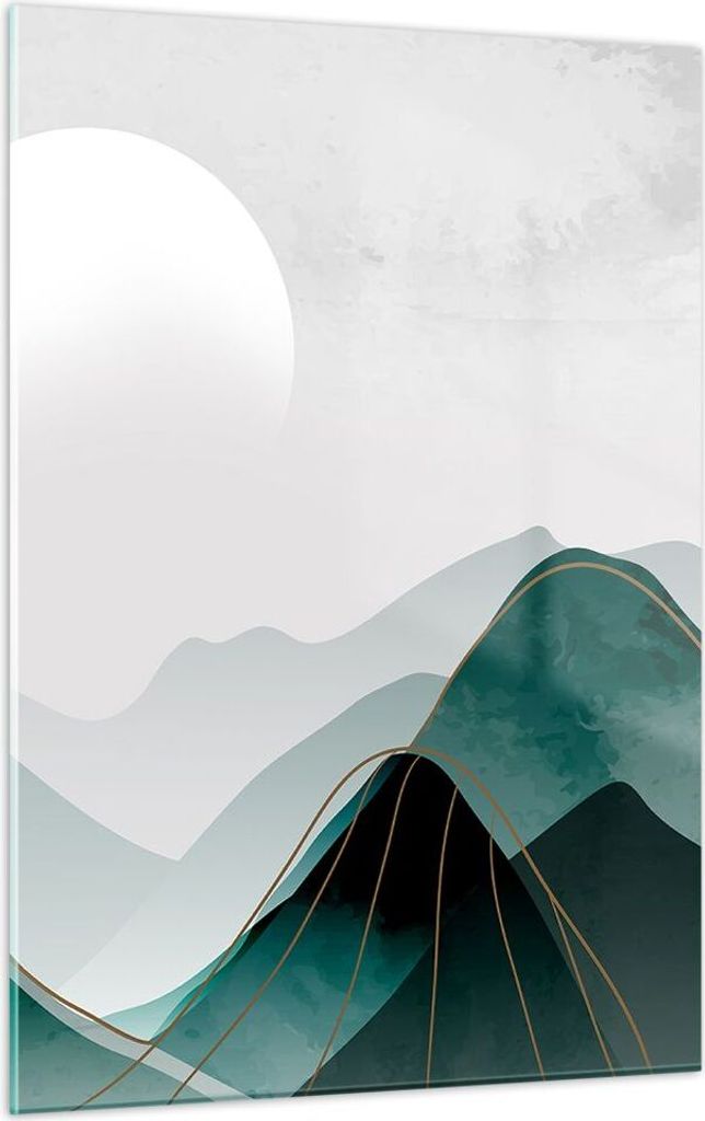 Bilder auf glas - Einteilig - Abstraktion Berge Stück - 50x70cm - Glasbilder - Wandbilder - Bilder - zum Aufhängen bereit - Wanddekoration aus Gl...