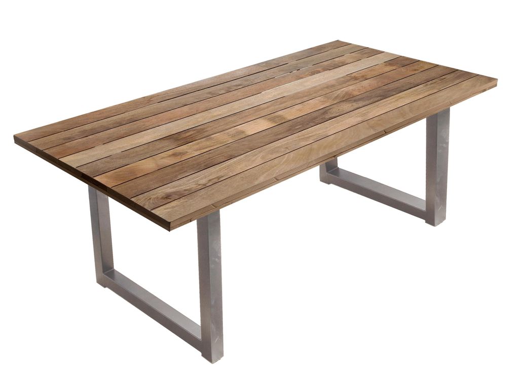 SIT Möbel Esstisch 220 x 100 x 77 cm | Tischplatte 43 mm | Mango natur | U-Metallgestell antiksilber | 15903-40 | Serie TABLES & CO
