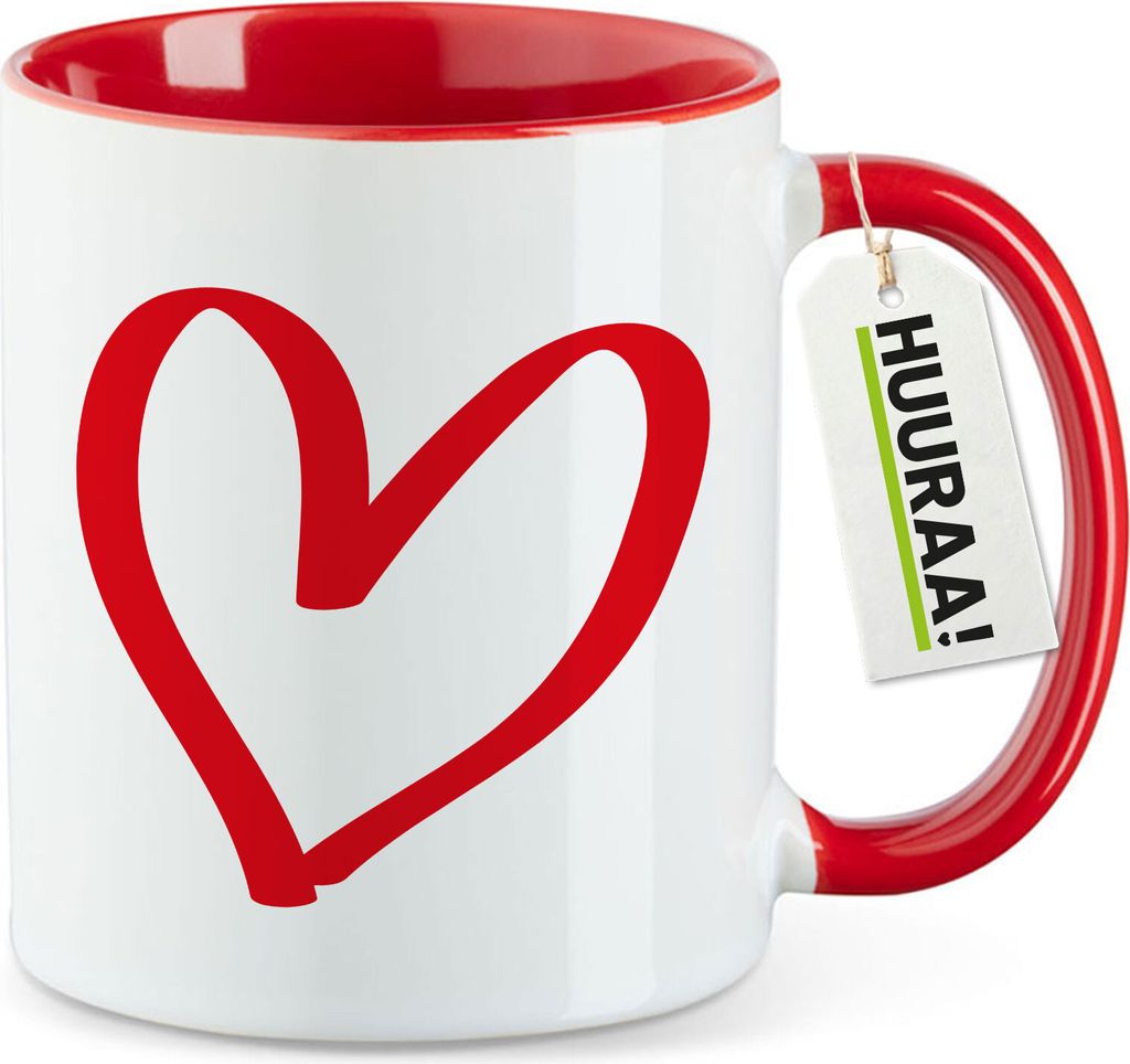 Huuraa Kaffeetasse Herz Heart 330ml Rot Keramik Kaffeebecher Geschenkidee