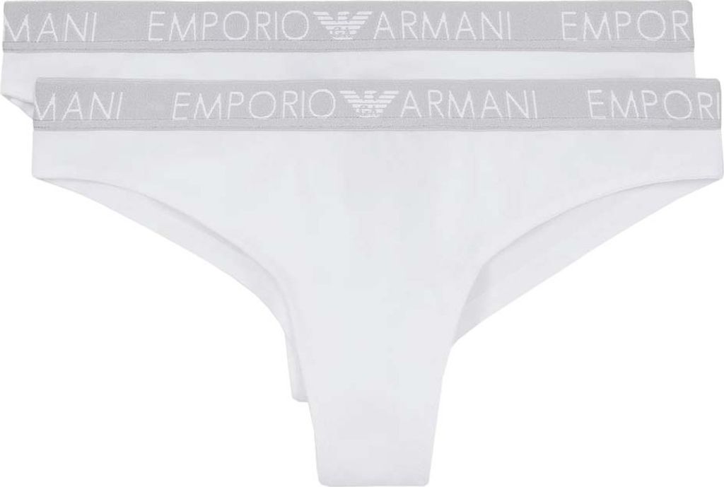 EMPORIO ARMANI Damen Slips Brazilian Briefs (2er Pack) L Weiß/Weiß