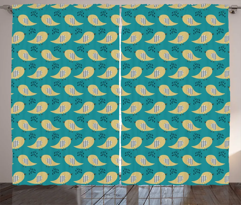 Rideaux de Salon Style Rustique pour Grande Fenêtre 280x225cm Kaki Bleu