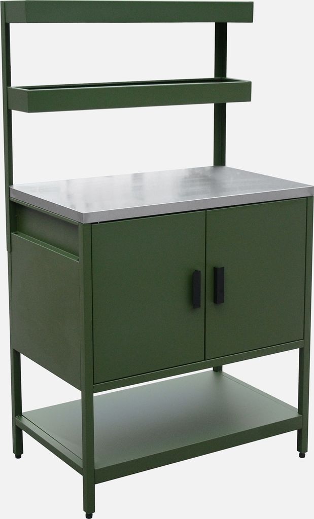sweeek - Outdoor-Küche aus Stahl mit 2 hängenden Regalböden Produktbild 