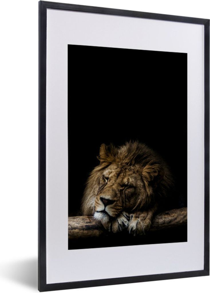 MuchoWow MuchoWow Gerahmtes Poster Rüssel - Löwe - Wild 40x60 cm - Poster mit zchwarzem Bilderrahmen - Poster in Rahmen