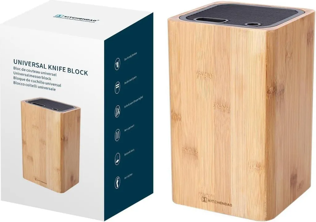 Porte-couteaux universel en bois de bambou écologique pour plan