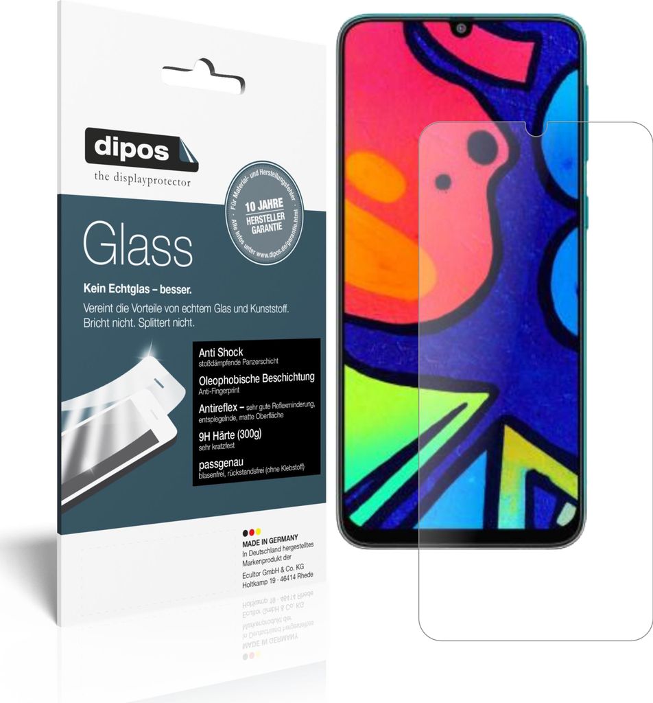2x Schutzfolie für Samsung Galaxy F41 matt - Anti-Shock 9H Folie dipos Glass Kunststoffglas