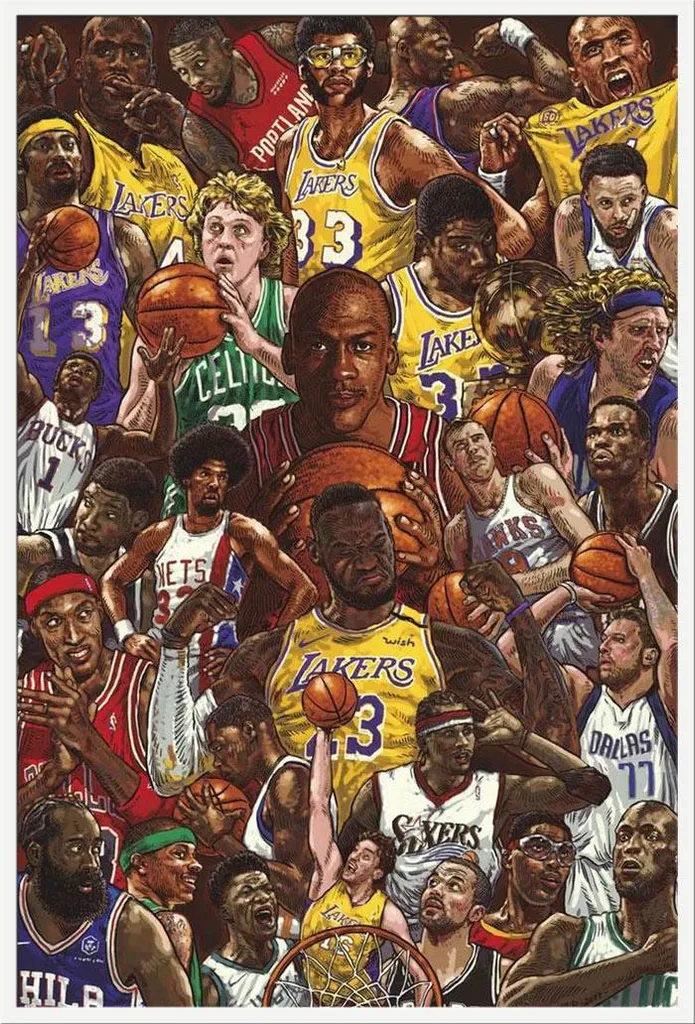 Affiche Basket encadrée Shinsuke vitre acrylique incassable blanche