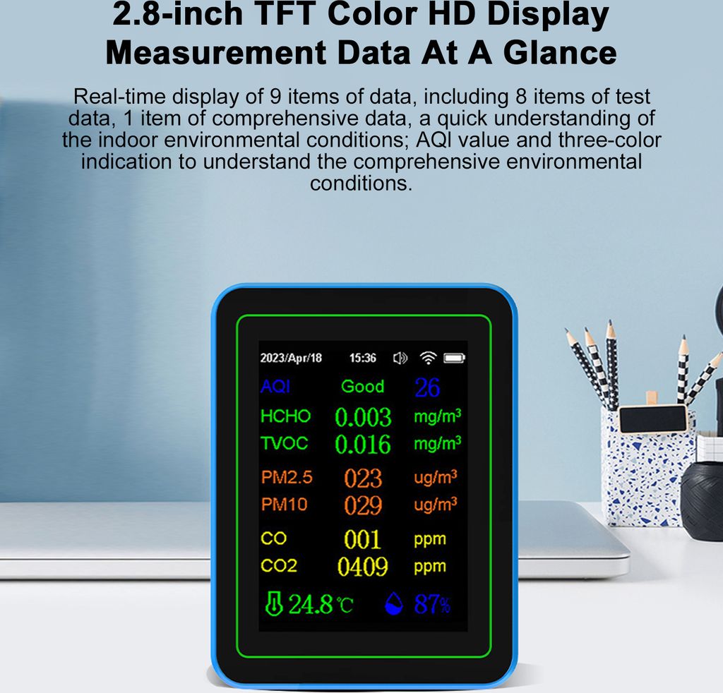 Detektor kvality ovzduší WiFi 12 v 1, detektor oxidu Obrázek produktu 11