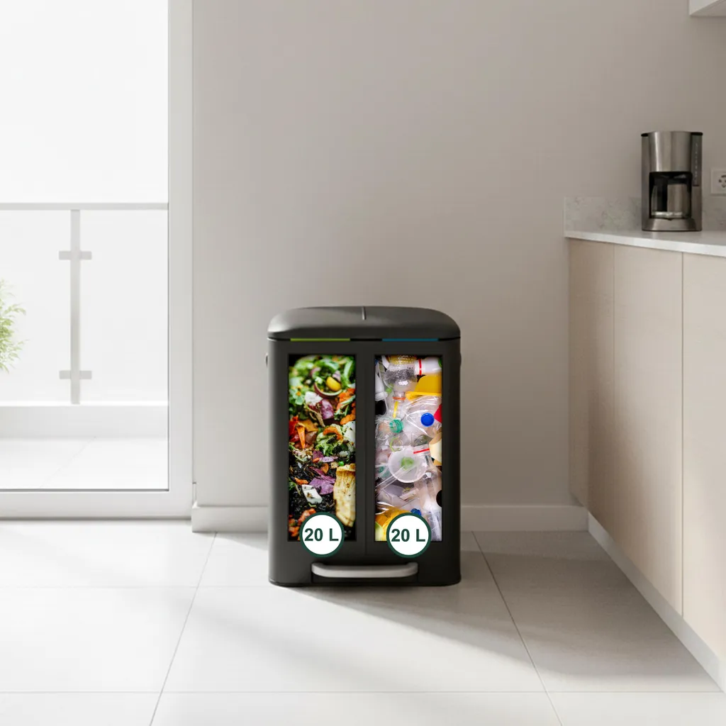 Relaxdays Poubelle 2 compartiments pour tri sélectif - Design moderne
