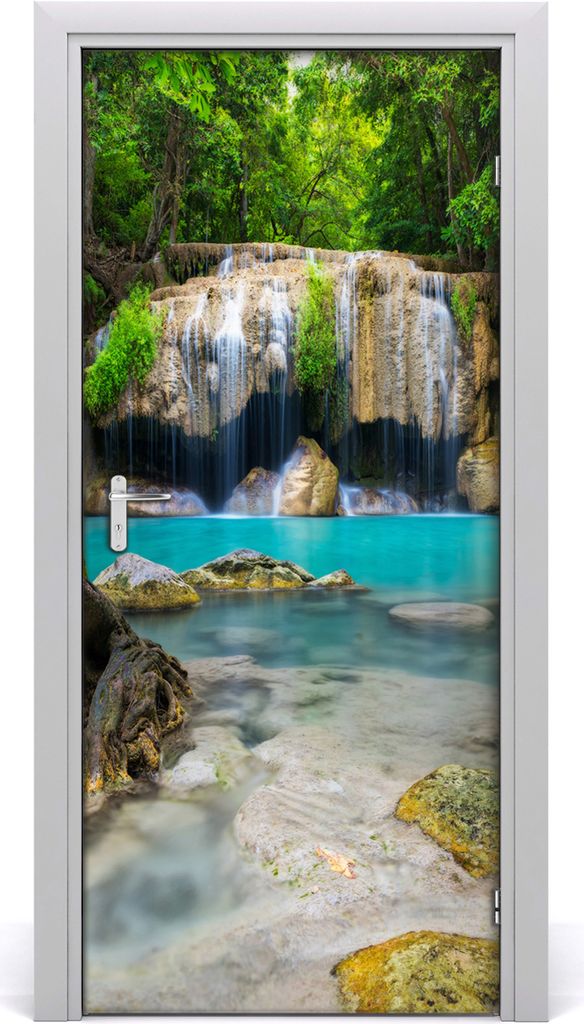 Tulup Türaufkleber 95x205 cm Dekorative Aufkleber Selbstklebend Wasserdichte Tapete Abnehmbar Schlafzimmer Wohnzimmer Wohnkultur - Wasserfall im D...