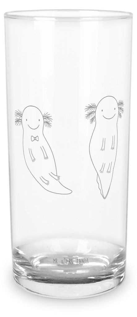 Mr. & Mrs. Panda Glas Axolotl Liebe 200 ml - Transparent - Geschenk, Cocktailglas, Freundin, für Frauen, Tumbler, Trinkglas, Wasserglas, Liebesbew...