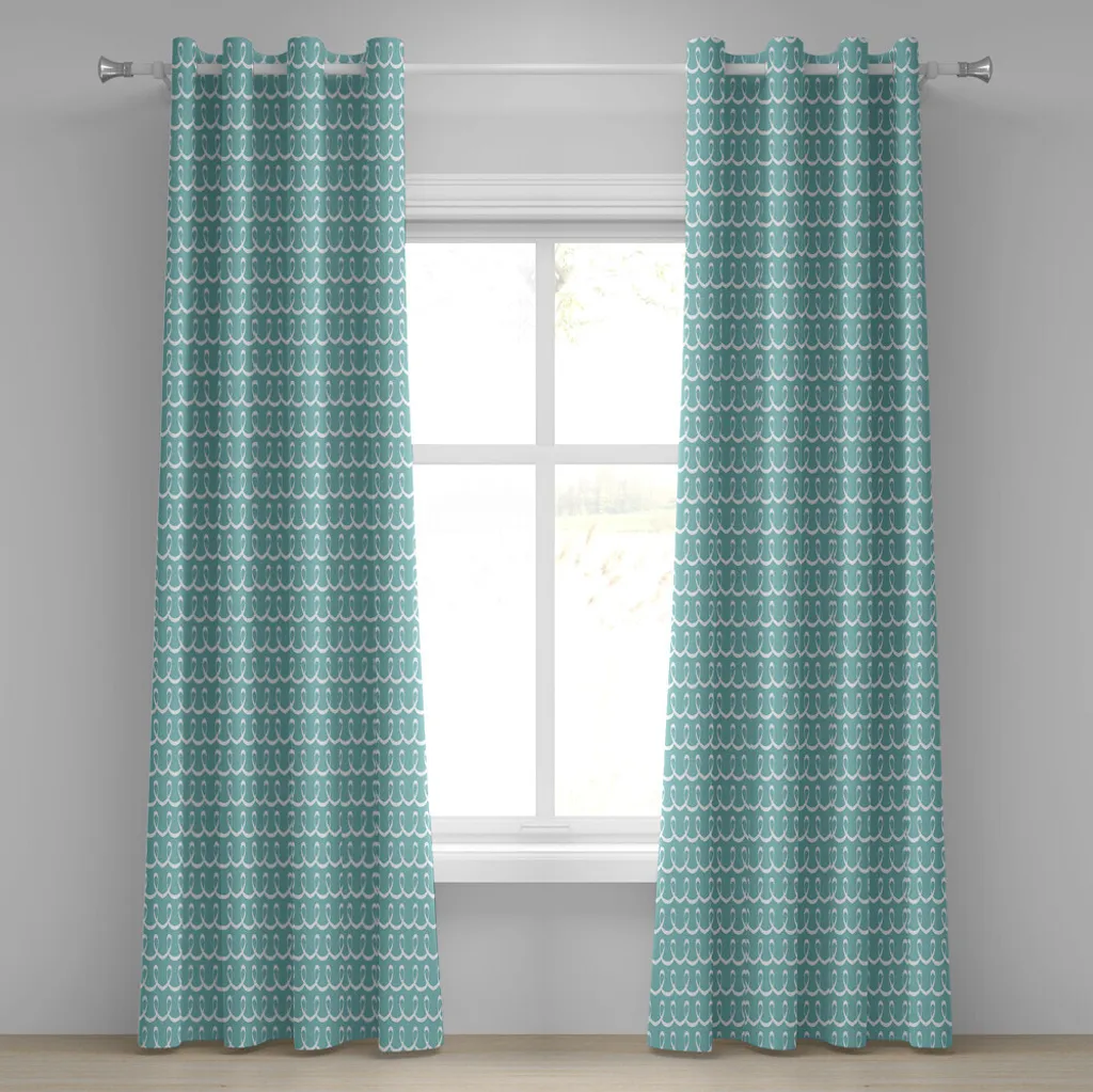 Paire de rideaux décoratifs bleu pâle imprimé marin pour grand salon