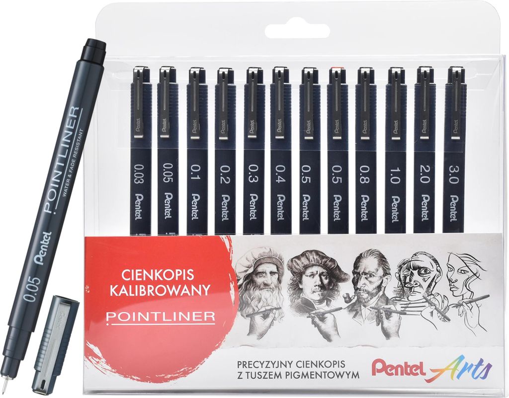 Pentel Zeichenstift Kpl.12 Stk. Schwarz S20P-SET12