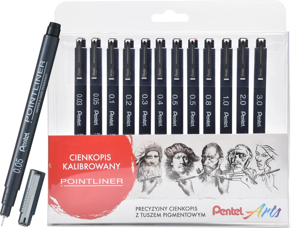 Set de 12 Stylos Pentel Pointliner pour Illustration et Lettrage Créatif