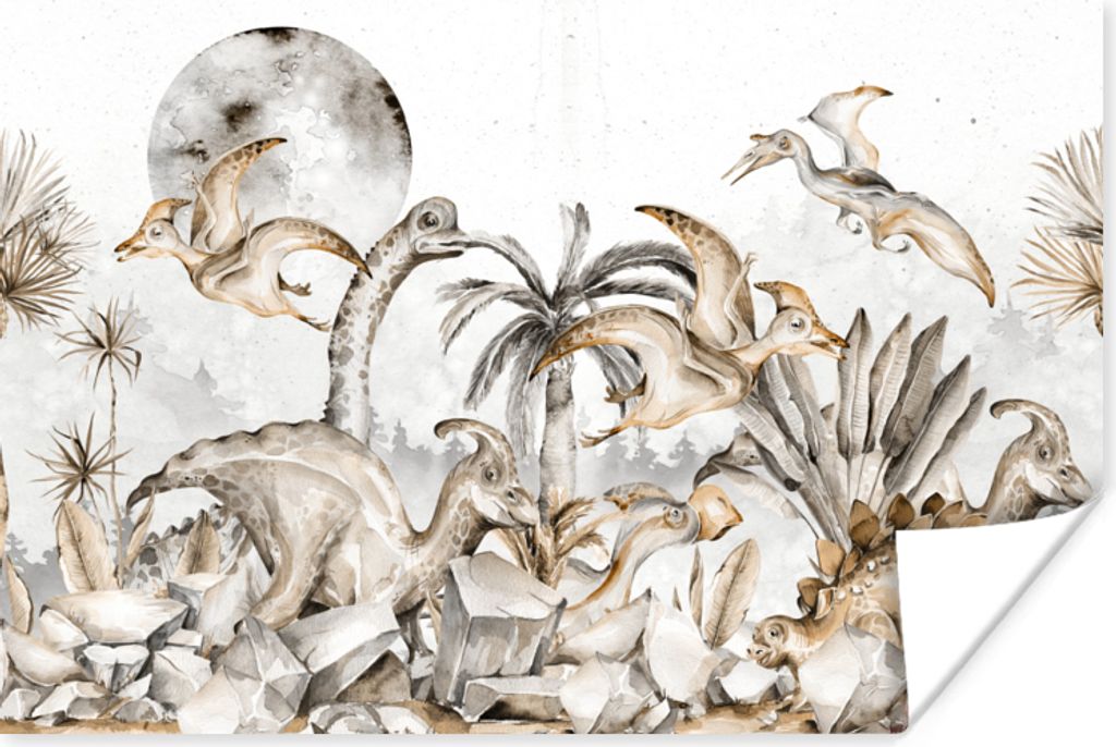 MuchoWow Poster Dino - Dschungel - Natur - Tiere - Kinder - Kinder 120x80 cm - Bilder