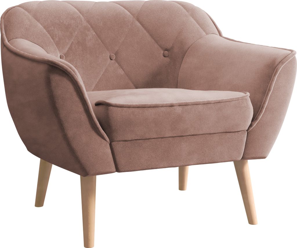 MIRJAN24 Sessel Skand 1, Polstersessel mit Wellenfeder, Holzfüße, Wohnzimmer Kollektion (Farbe: Kronos 27)