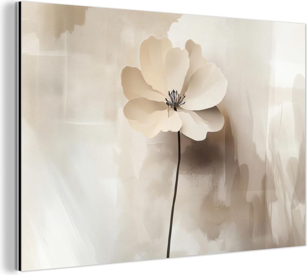 MuchoWow Wanddekoration Metall Metallbild Wandkunst 90x60 cm Blume - Beige - Farbe - Schatten MuchoWow Aluminium Gemälde - Wandbilder