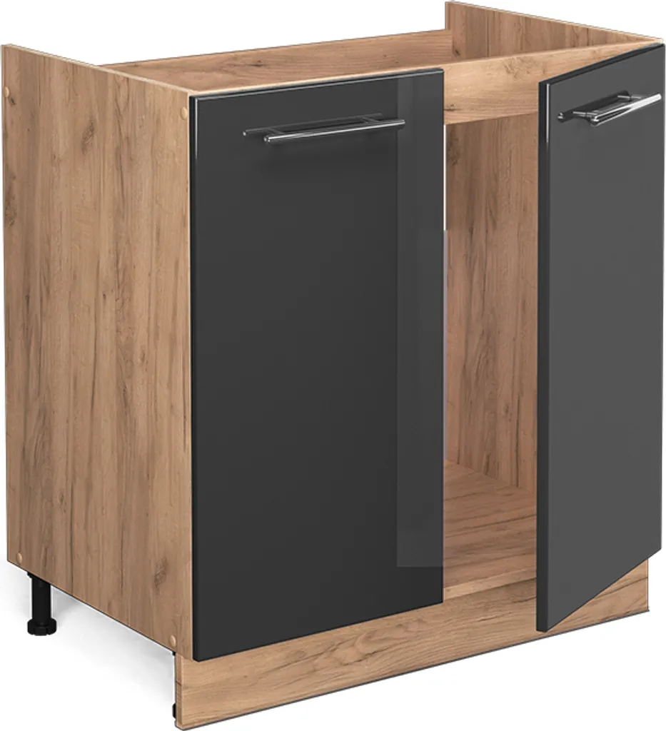 Vicco Fame-Line Cucina: Sottolavello 80cm Antracite e Quercia Gold - 5