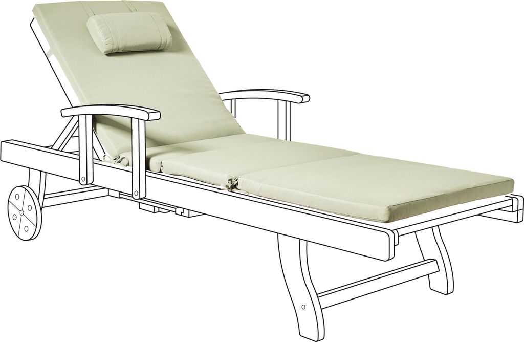 BELIANI Auflage für Gartenliege Grün Stoff 189x58x5 cm UV-Beständig Modernes Design Liegenauflage mit Kissen und Befestigungsbändern