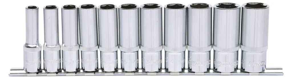Coffret de douilles hexagonales rallongées 3/8" CHROMEplus 11 pièces
