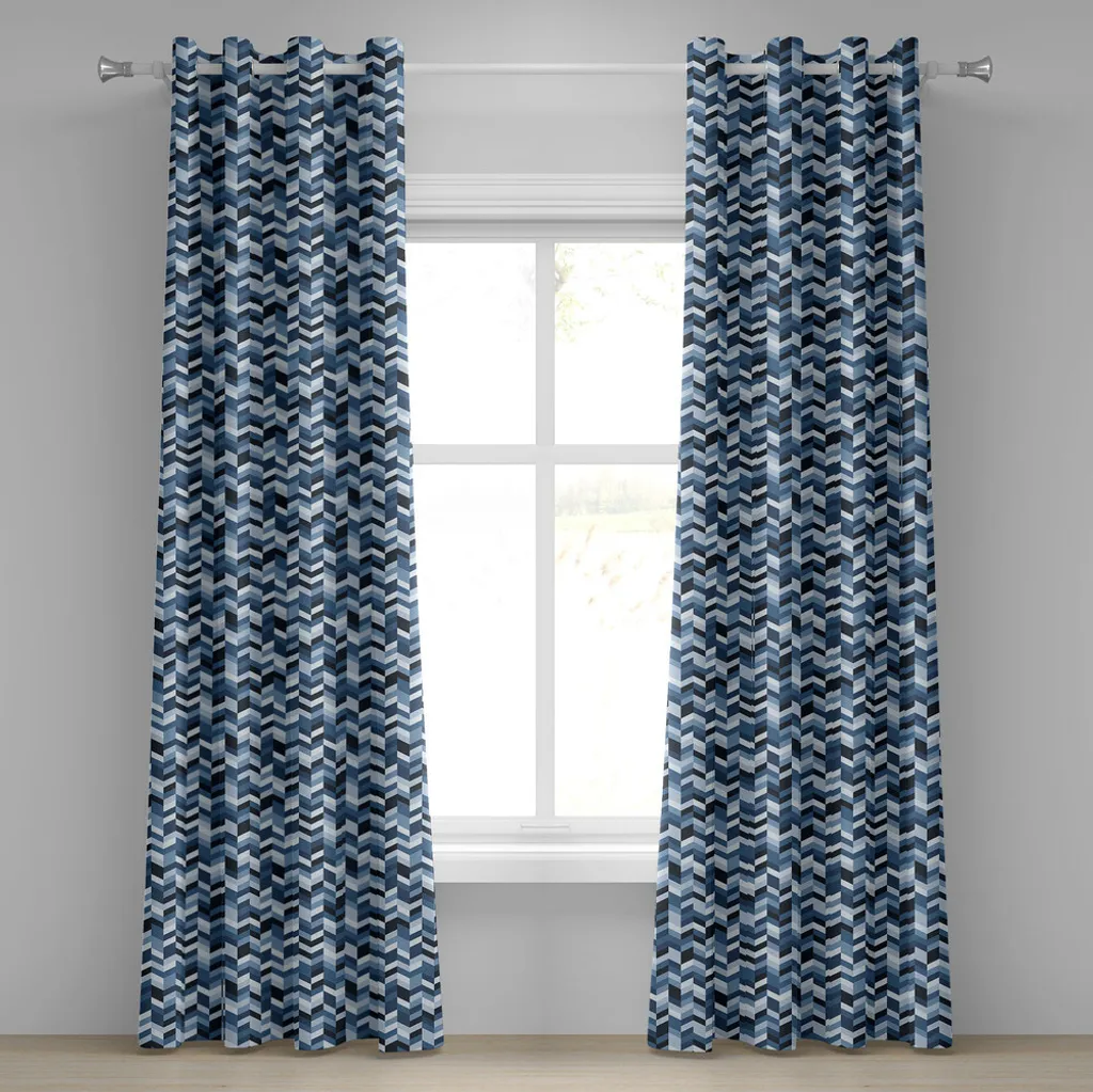 Rideau à œillets ABAKUHAUS Marine Chevron Bleu Ardoise 280 x 245 cm