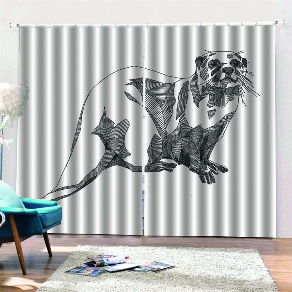 Icegrey 2 Stš¹ck Tiere Gardinen Vorh?nge Verdunkelungsvorh?nge Blickdicht 3D Curtain Schlafzimmer Wohnzimmer mit Haken, Stil 16, 264x241cm