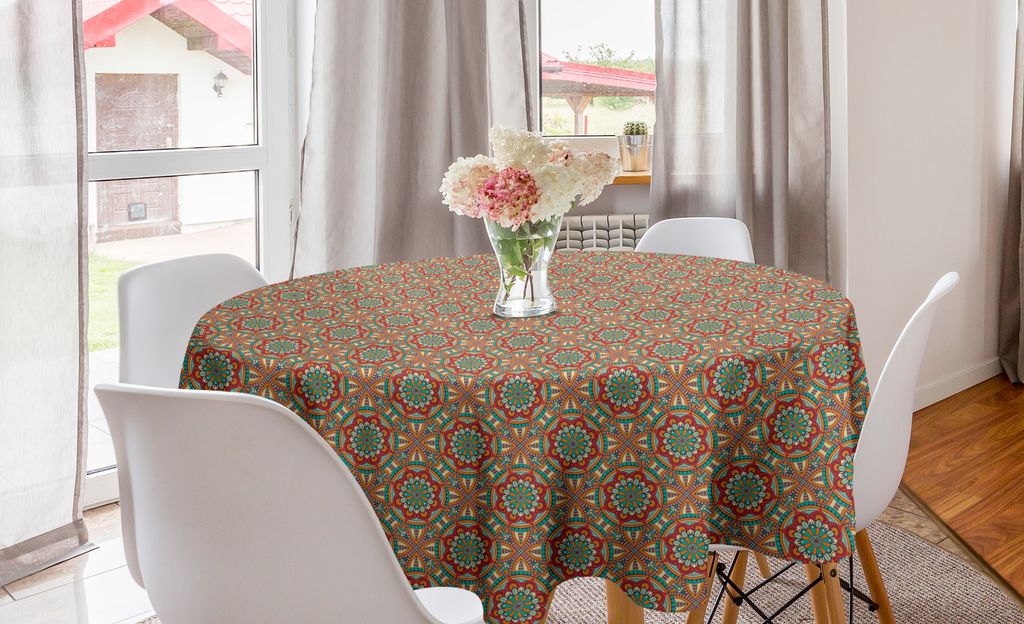 ABAKUHAUS Stammes Runde Tischdecke, Zier Paisley-Motiv, Kreis Tischdecke Abdeckung für Esszimmer Küche Dekoration, 150 cm, Mehrfarbig