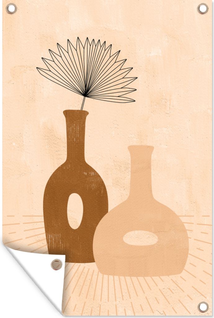 MuchoWow 80x120 cm Outdoor-Poster Gartendeko Sichtschutz Garten Poster für den Garten Pflanze - Vasen - Pastell - böhmisch