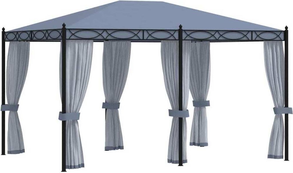 Pavillon mit Mückennetze 3x4 m Anthrazit Stahl