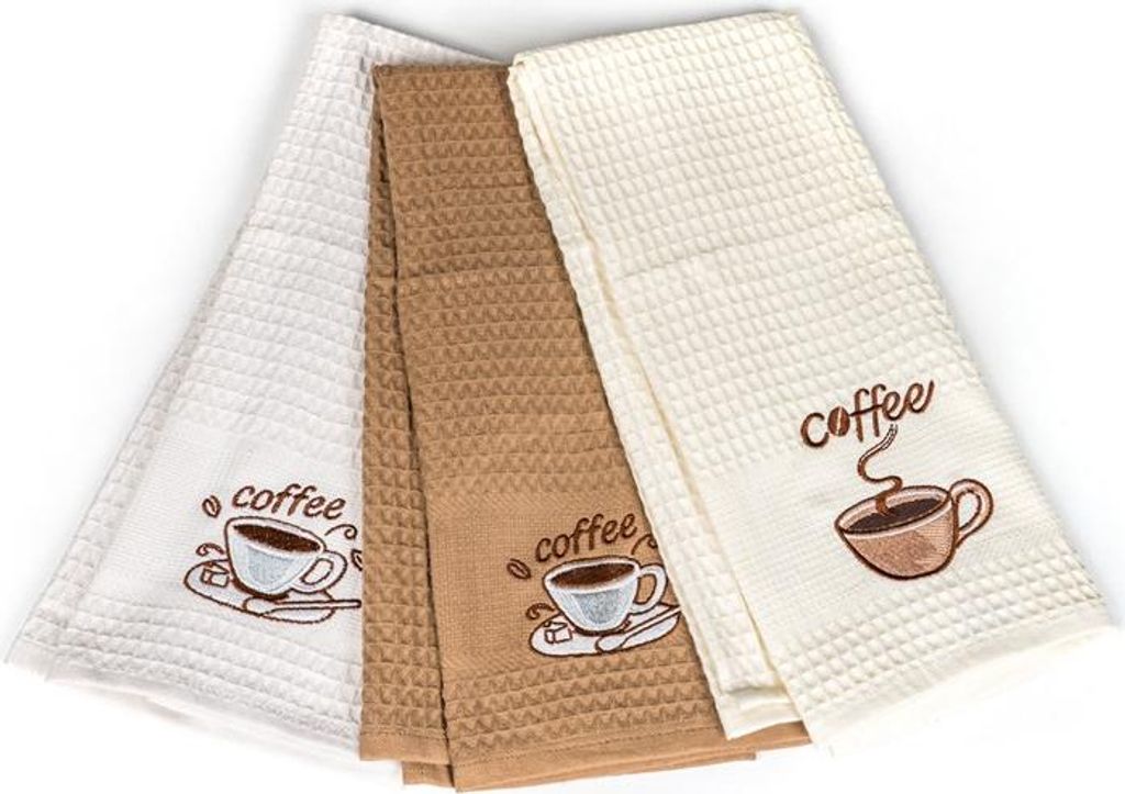 Ein Satz Geschirrtücher Coffee Kaffee 3 Stück 45x70 cm