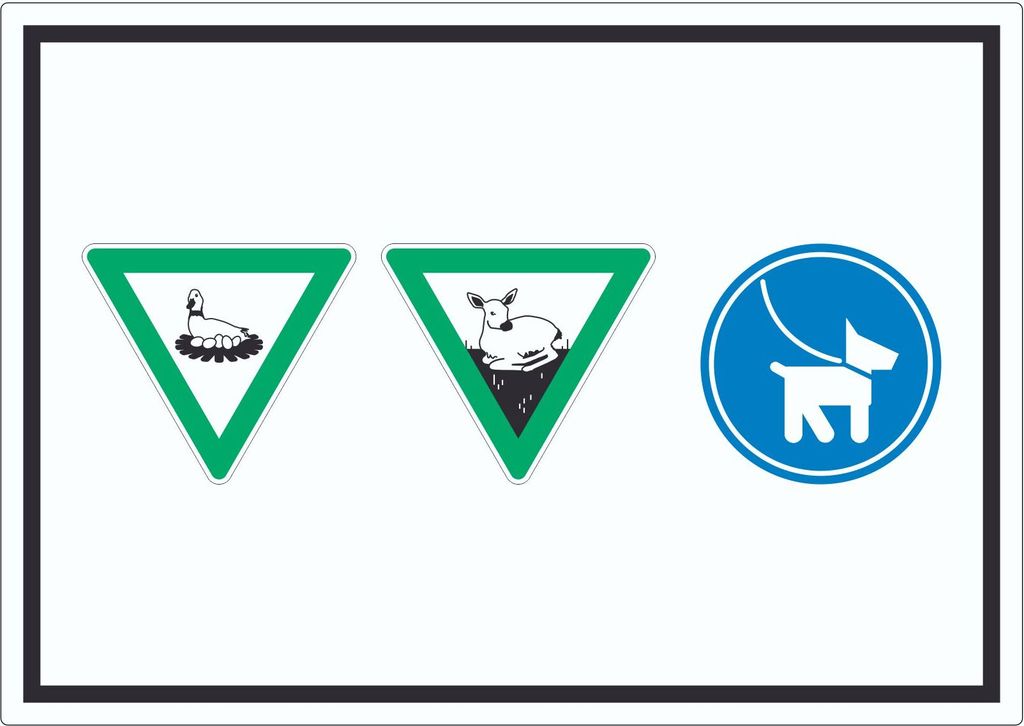 Brut- und Setzzeit Hund anleinen Symbol Aufkleber A8 (52x74mm)