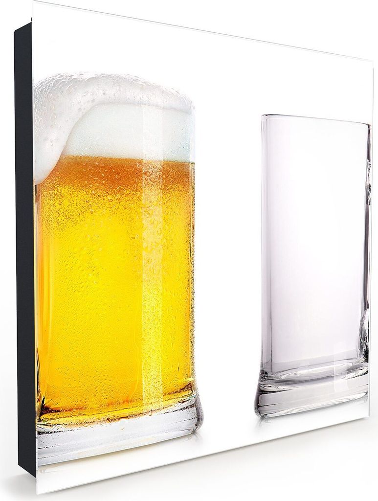 Nachbildung-Schlüsselkasten, Magnetpinnwand und Memoboard mit Glasfront Motiv Volles und leeres Bierglas