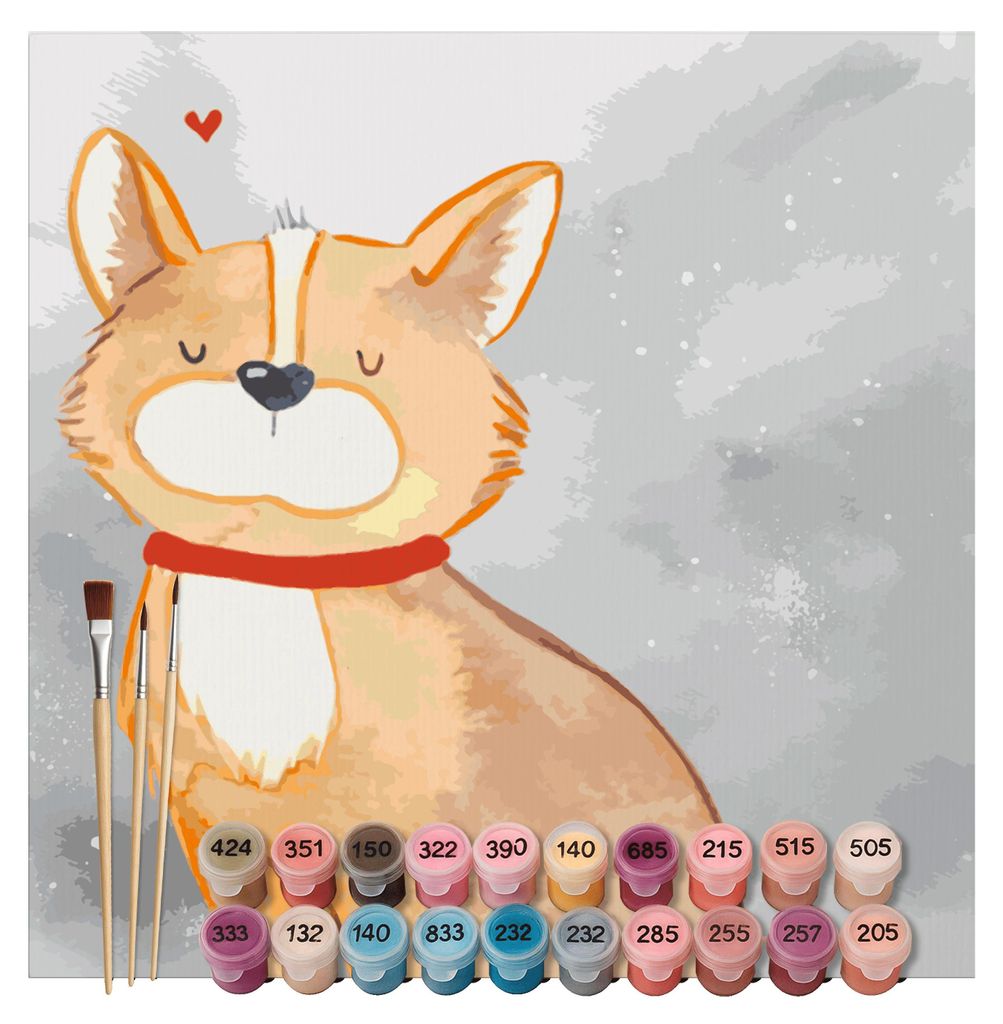 Mr. & Mrs. Panda malen mit zahlen Hund Glück Motiv 40 x 40 cm Mit Rahmen - Grau Pastell - Geschenk, nach, Niedlich, Zahlenbild, diy set, Spruch, L...