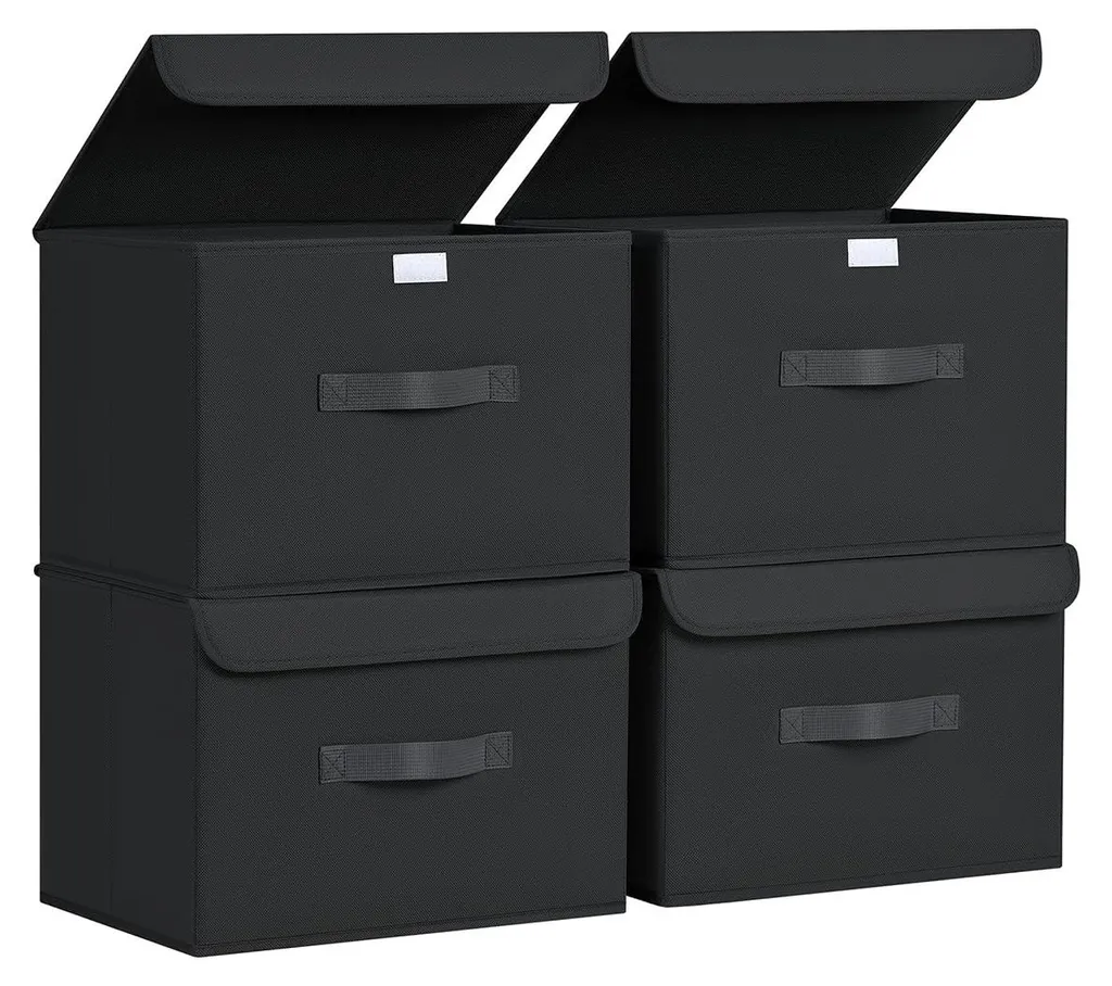 Panier en tissu pour étagère et rangement dressing lot de 4 modulables