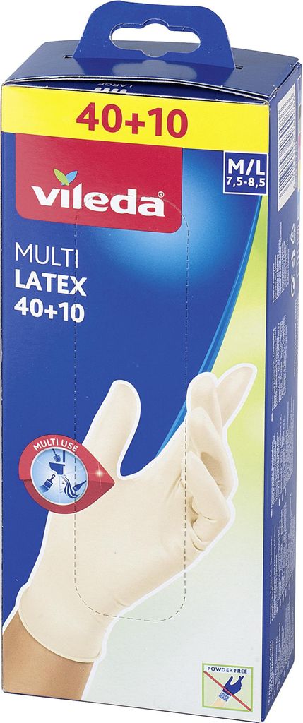 VILEDA Einweghandschuh Multi Latex 40+10 Größe M/L 50er Produktbild 