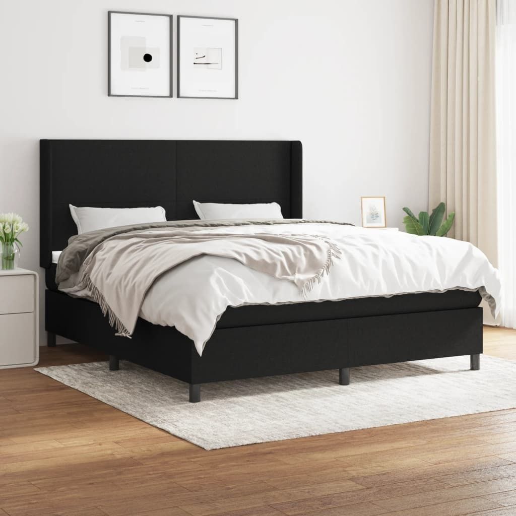 vidaXL Boxspringbett mit Matratze Schwarz 180x200 cm Stoff - Boxspringbett - Boxspringbetten - Bett - Schlafzimmermöbel