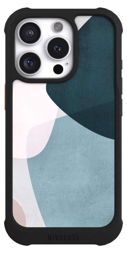 NIVOCASE Hülle für Apple iPhone 16 Pro Stoßfeste Handyhülle NIVOmax Case Schwarz Boho Malerei Muster
