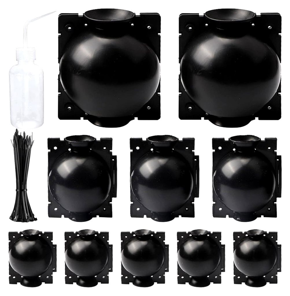 10 Stück Wurzelkugel, Schwarz Wiederverwendbare Ausbreitungskugel mit 50 Nylon-Kabelbindern und 250 ml Bewässerungsflasche für Pflanzen Wurzel A...