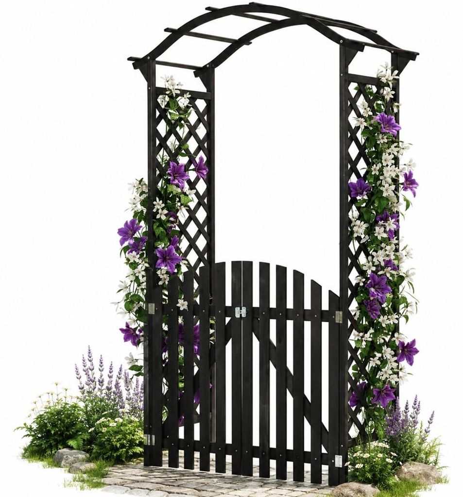 Mucola Rosenbogen mit Tor Pergola Rankhilfe Torbogen Produktbild 