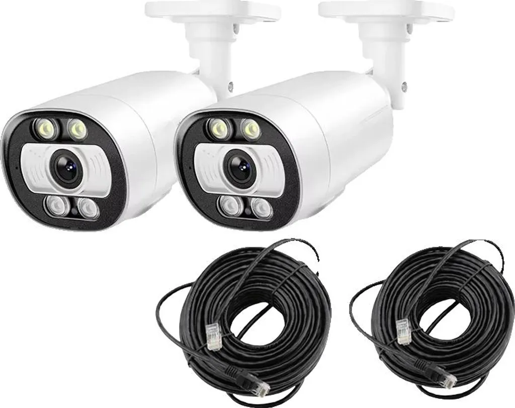 Caméra IP POE pour Surveillance Domicile avec Audio et 2 Câbles