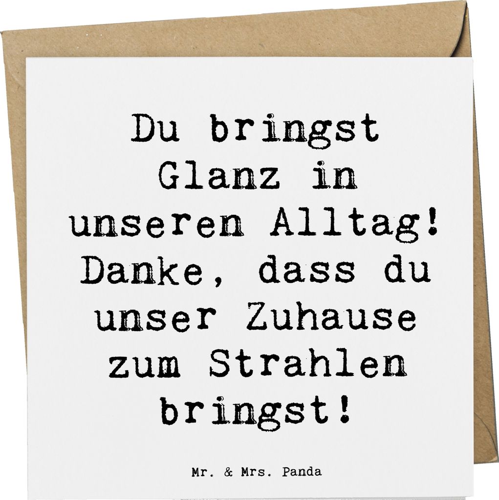 Mr. & Mrs. Panda Grußkarte Spruch Glanz Putzfrau - Weiß - Geschenk, Aufmerksamkeit, Bedanken, anlasskarte, Klappkarte, faltkarte, Anerkennung, Gl...