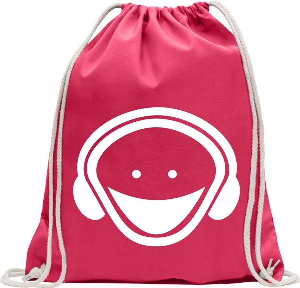 Kiwistar - Turnbeutel - pink - Music/Bass - Fun Rucksack Sport Beutel Gymsack Baumwolle mit Ziehgurt