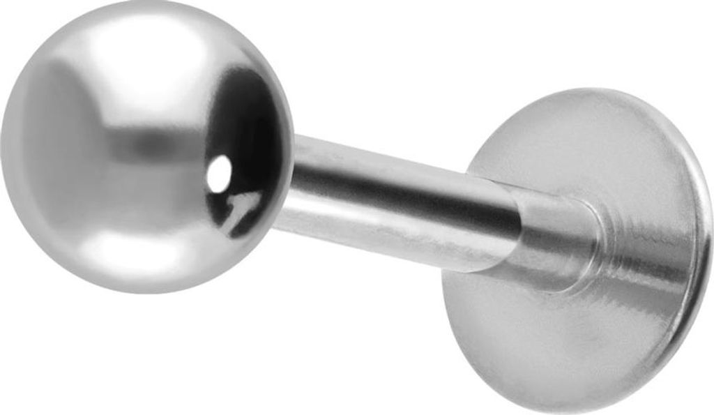 Ohrpiercing, Nasenpiercing Titan Labret ABGERUNDETE PLATTE Silber Stablänge: 10mm