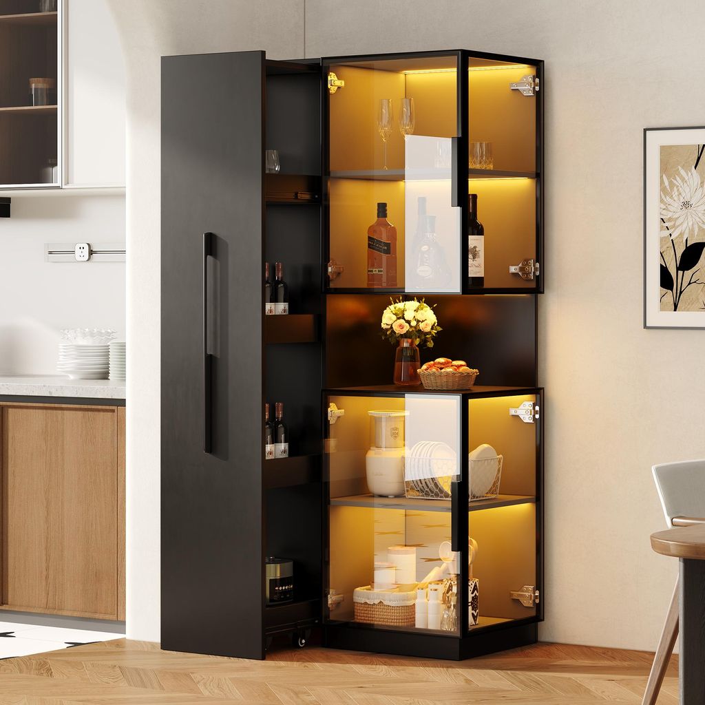 Merax glazen vitrine met LED-verlichting, vitrinekast met Productafbeelding 