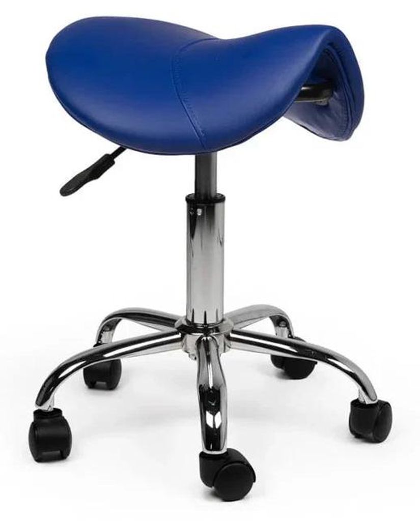 Sattelhocker Blau Auf Räder - Niedrig (40-56cm) / ohne Fußstütze / Softgel Leise Räder