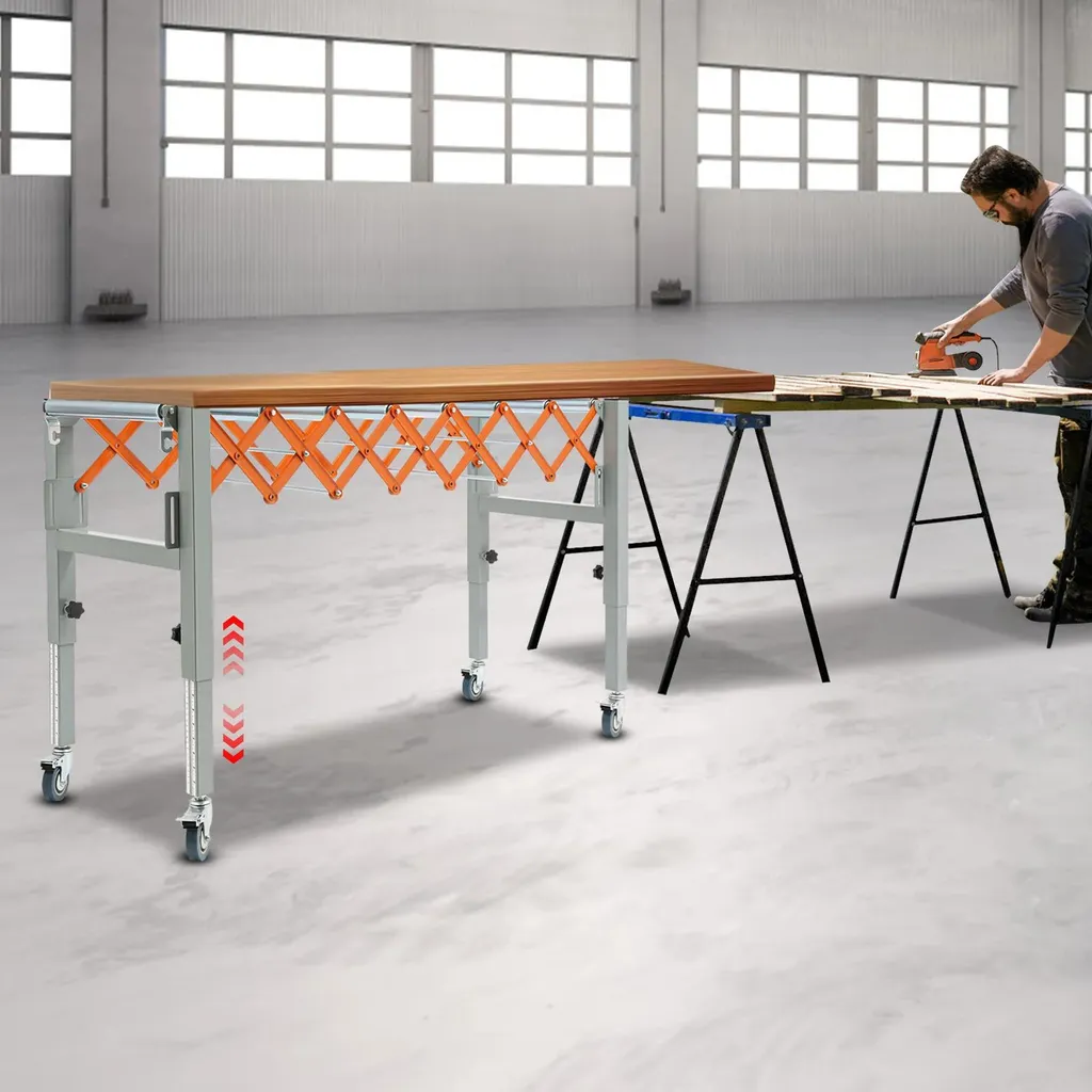 Support de sortie pour rabotage - Table mobile ajustable de 46 à 130cm - 9