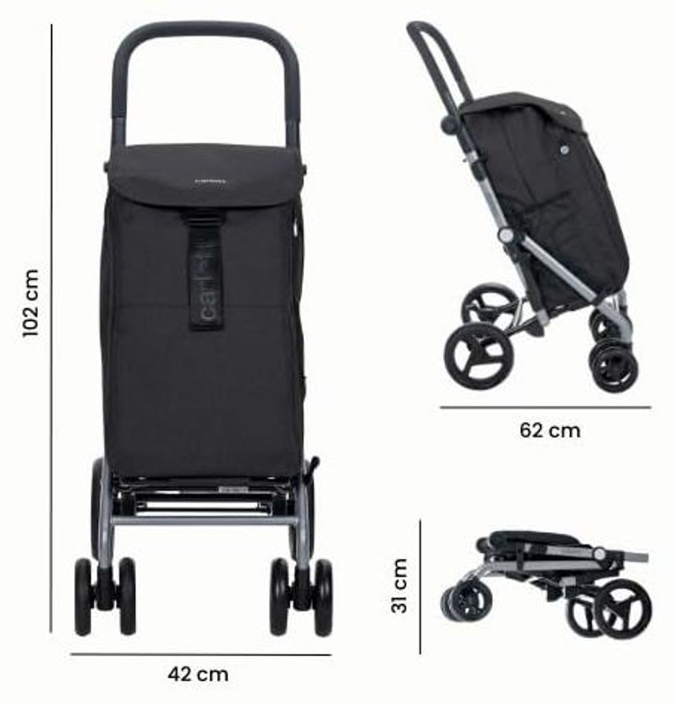 Carlett Einkaufstrolley mit 4 Rädern, faltbar, 53 L Tasche Produktbild 