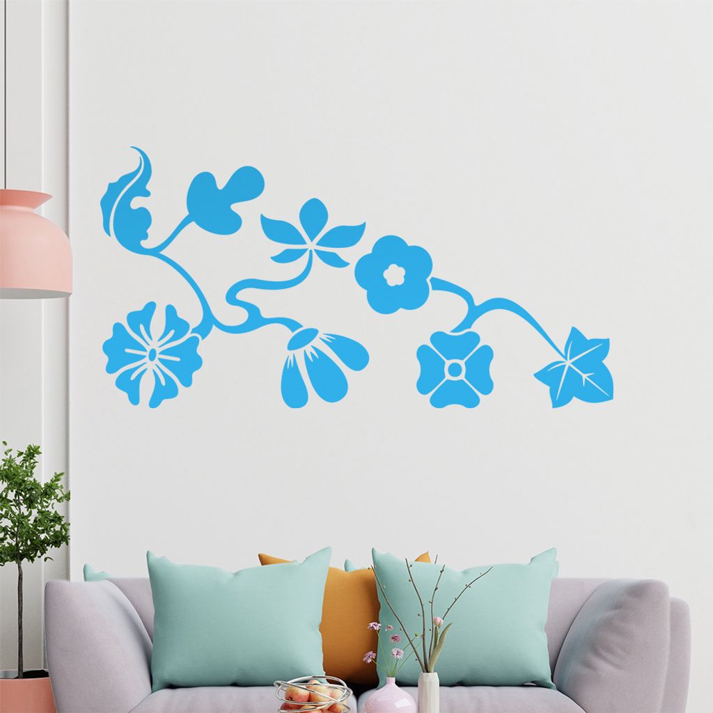 Eckeornament - große Blüten Wandtattoo in 6 Größen - Wandaufkleber Wall Sticker - Dekoration, Küche, Wohnzimmer, Schlafzimmer, Badezimmer